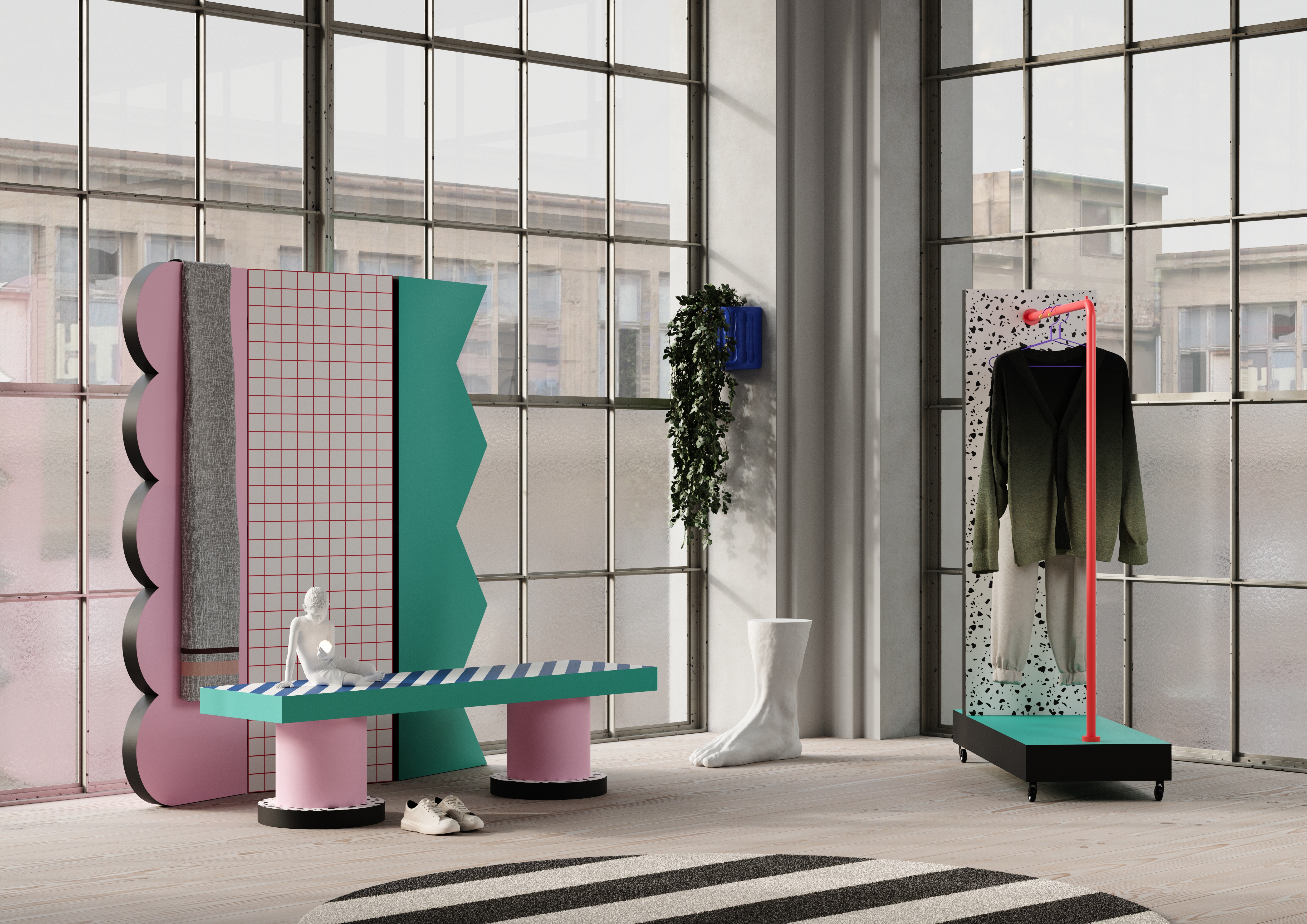 Seletti Superbench Blue Stripes