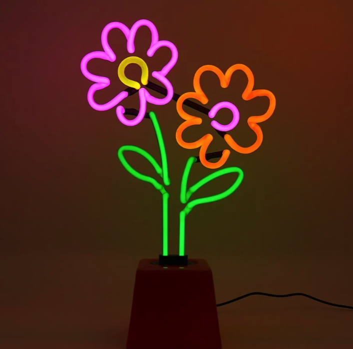 Flowers Ceramic Base Glass Neon