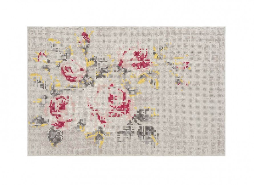 Gan Rugs Canevas Rug Flowers Natural