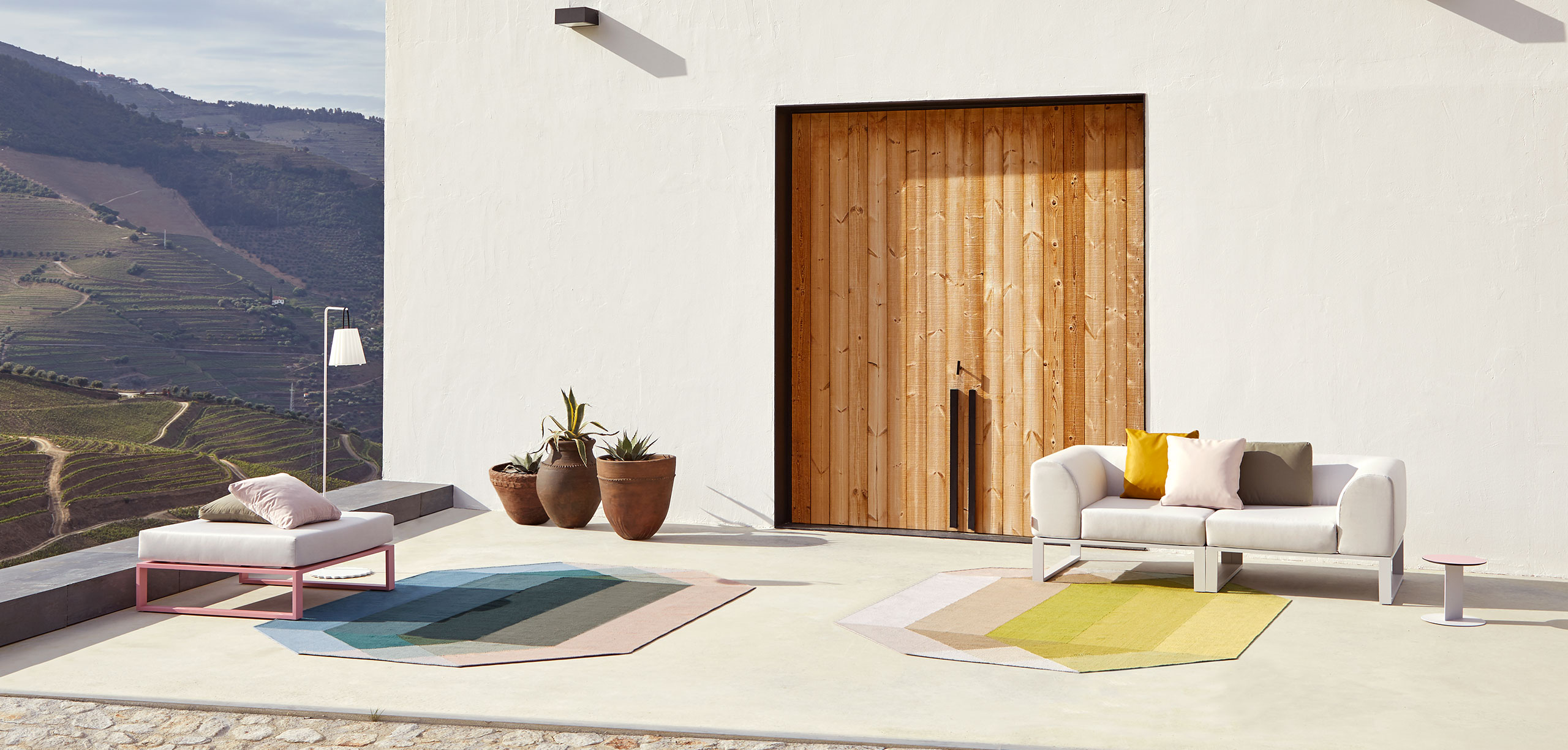 Gan Rugs Diamond Rug Outdoor Pink-Yellow