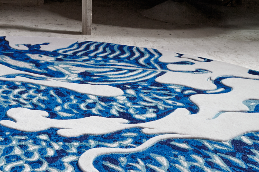 Gan Rugs Blue China Rug White