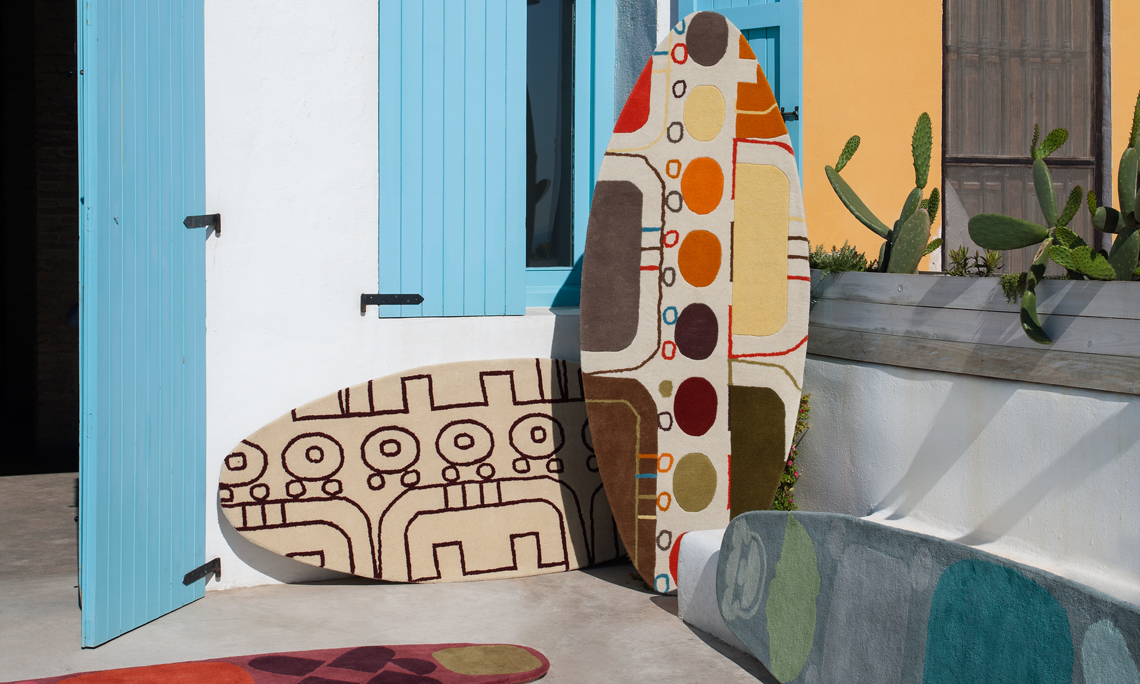 Gan Rugs Surf Rug Race Indico Blue