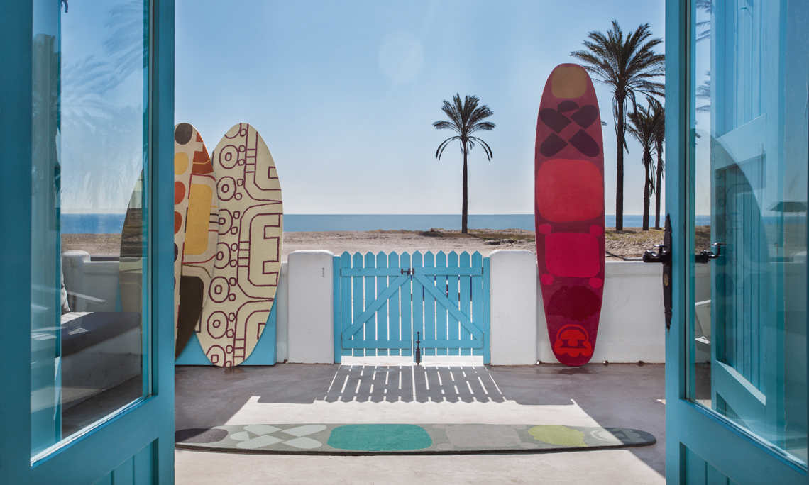 Gan Rugs Surf Rug Race Indico Blue