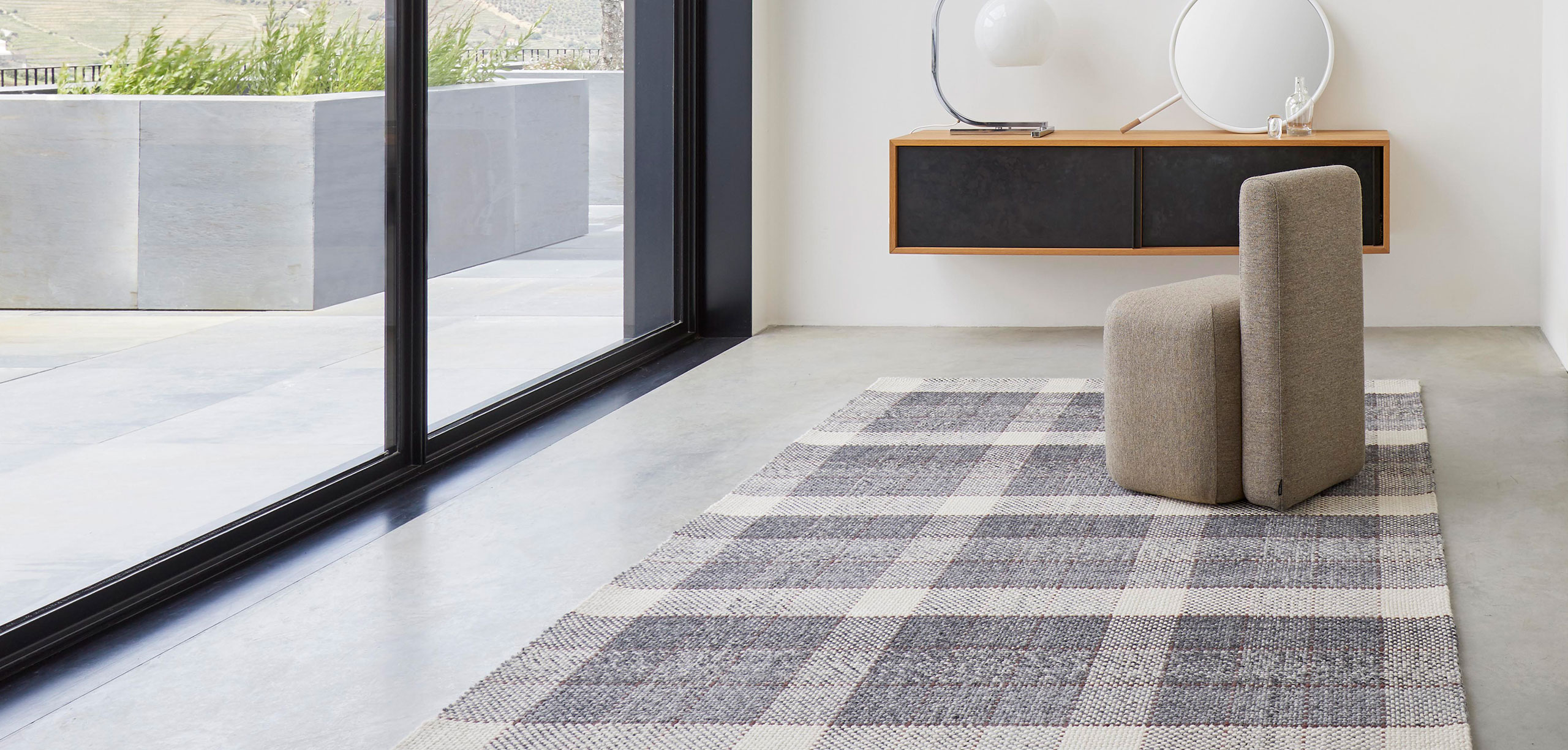 Gan Rugs Cuadros Grey-Rust Rug