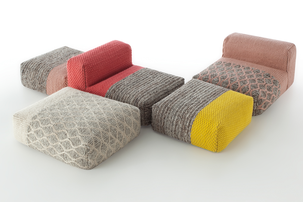 Gan Rugs Mangas Space Pouf Plait Yellow