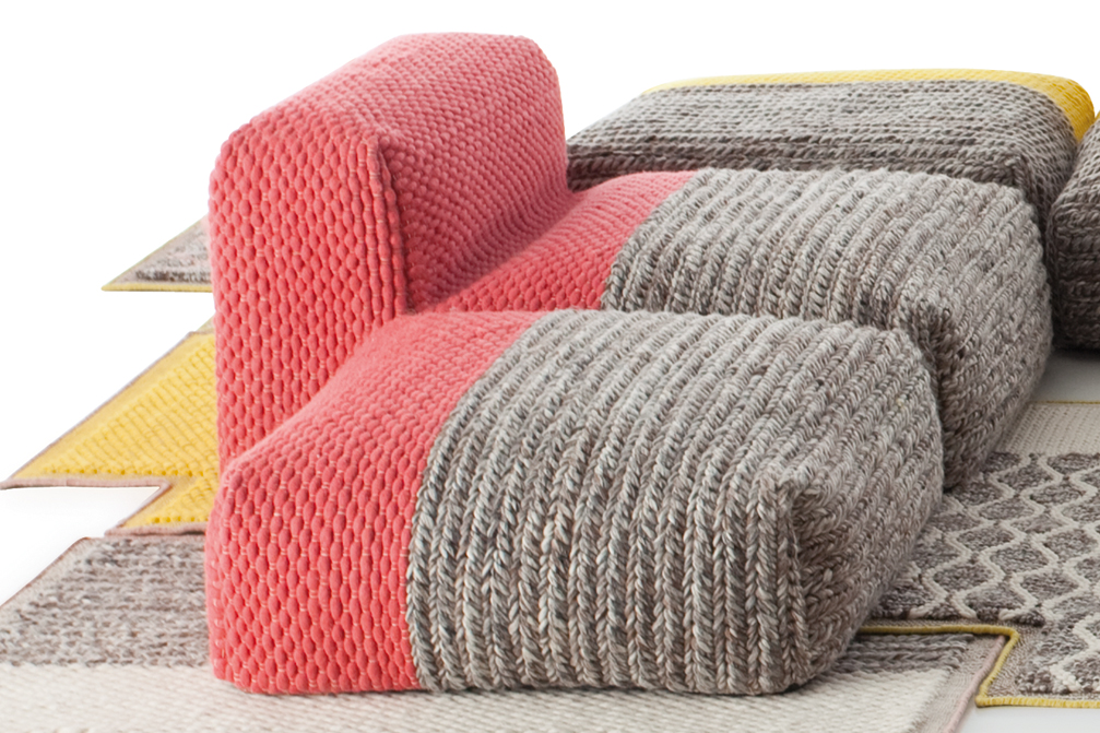 Gan Rugs Mangas Space Pouf Plait Coral