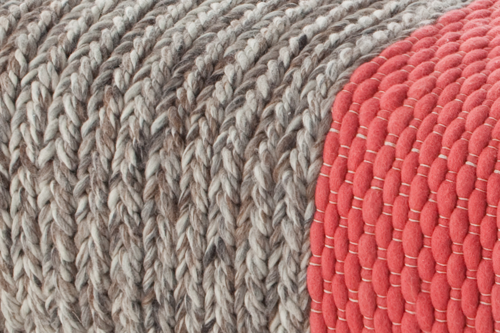 Gan Rugs Mangas Space Pouf Plait Coral