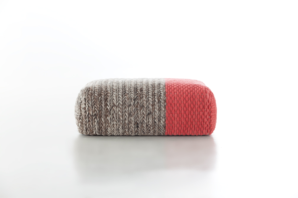 Gan Rugs Mangas Space Pouf Plait Coral