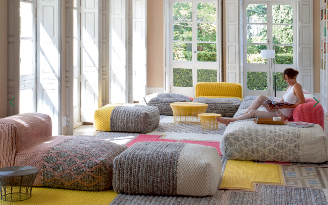 Gan Rugs Mangas Space Pouf Plait Ivory