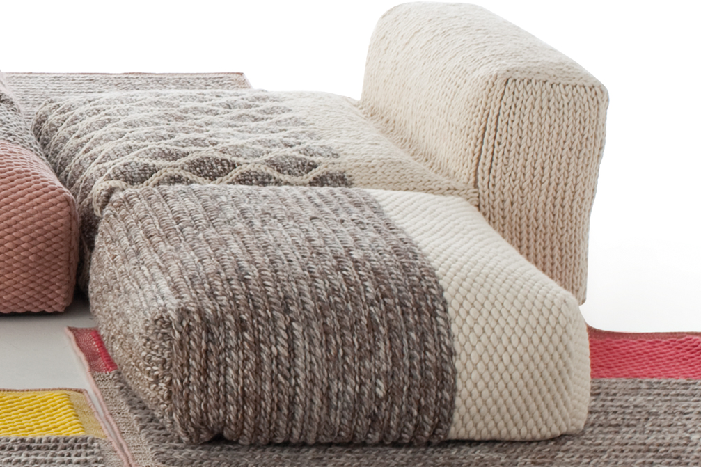 Gan Rugs Mangas Space Pouf Plait Ivory