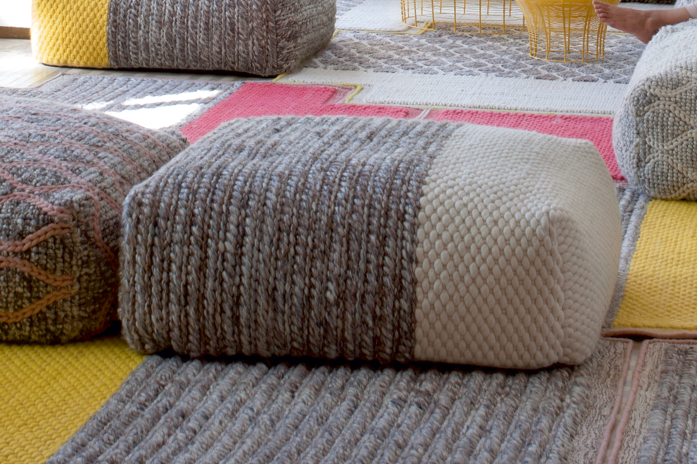 Gan Rugs Mangas Space Pouf Plait Ivory