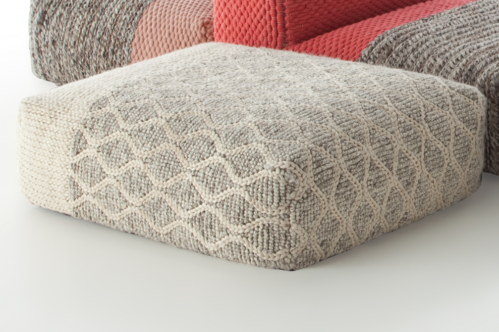 Gan Rugs Mangas Space Pouf Rectangular Rhombus Ivory