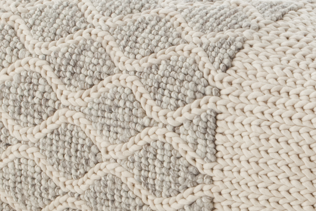 Gan Rugs Mangas Space Pouf Rectangular Rhombus Ivory