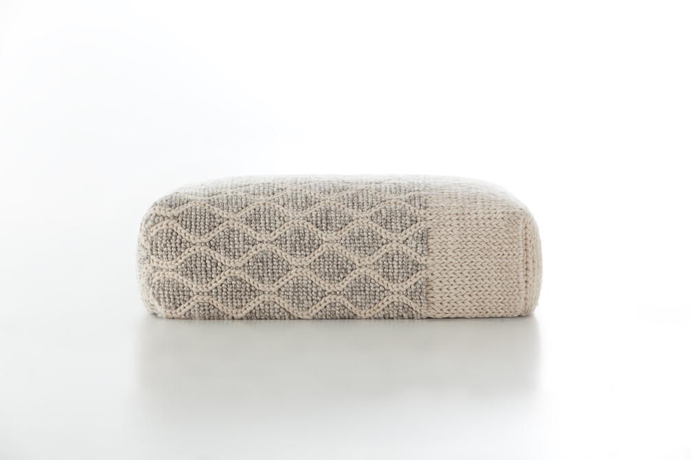 Gan Rugs Mangas Space Pouf Rectangular Rhombus Ivory