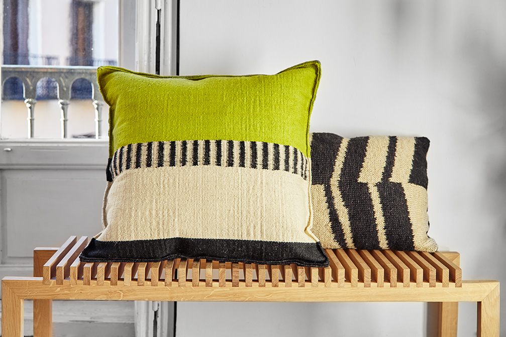 Gan Rugs Rustic Chic Cushion Geo Pistachio