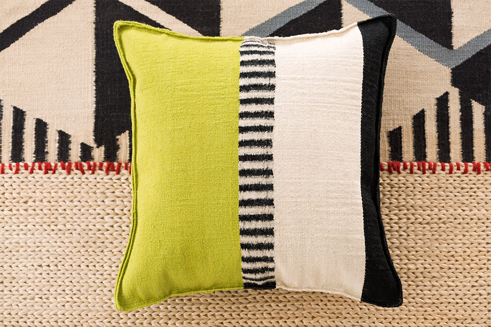 Gan Rugs Rustic Chic Cushion Geo Pistachio