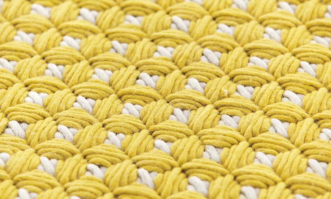 Gan Rugs Silai Cushion Yellow-White