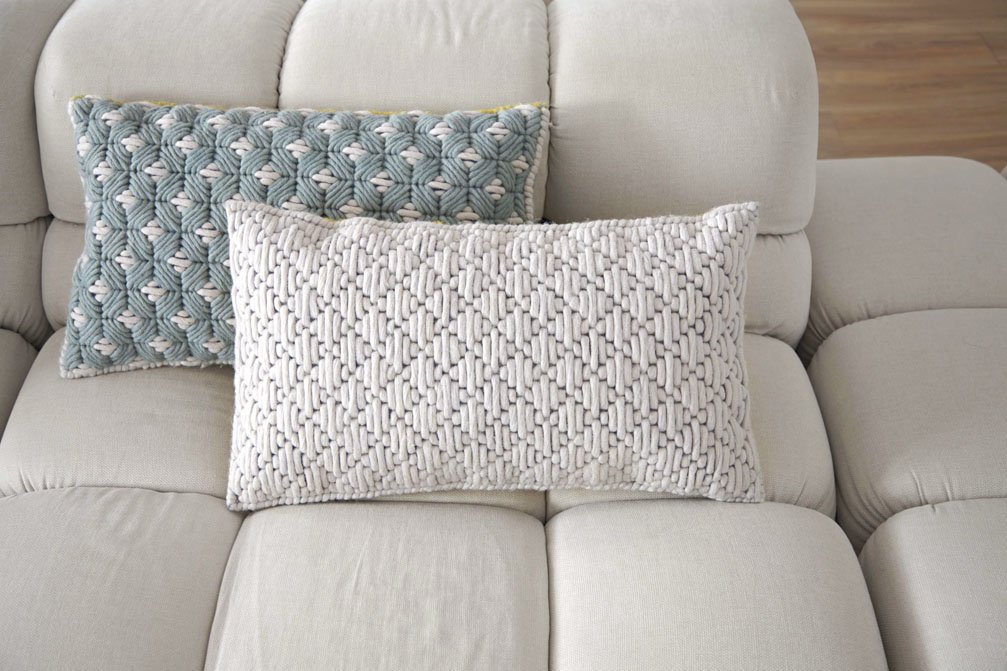 Gan Rugs Silai Cushion Yellow-White