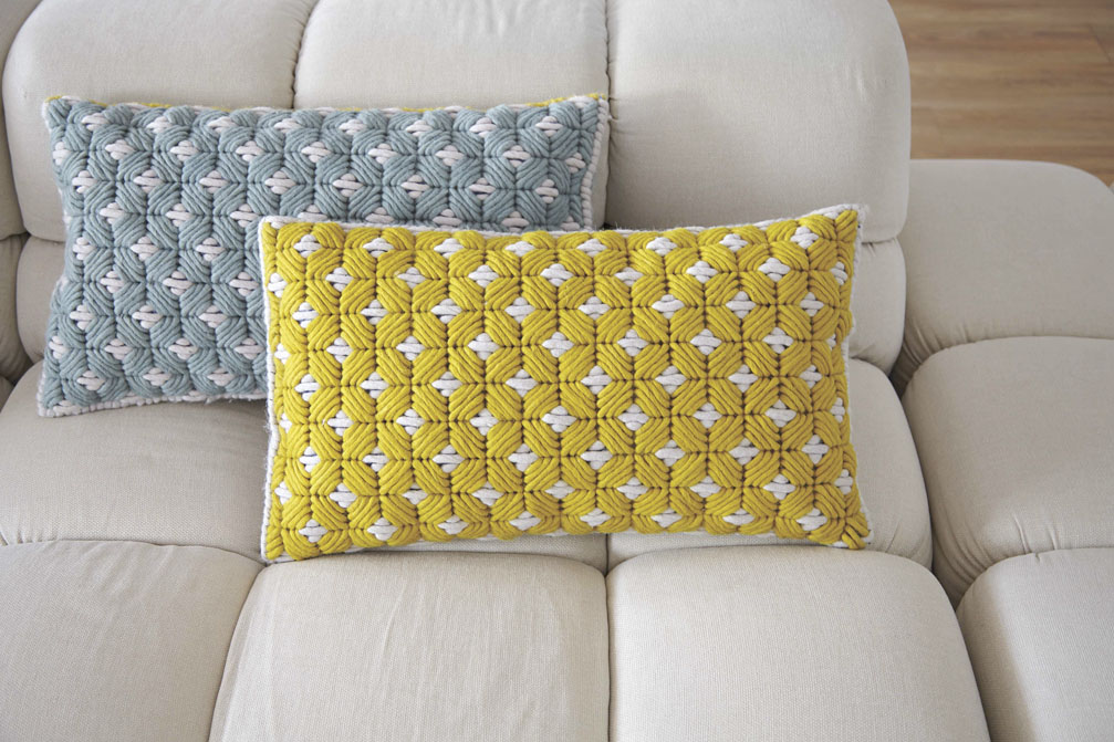 Gan Rugs Silai Cushion Yellow-White