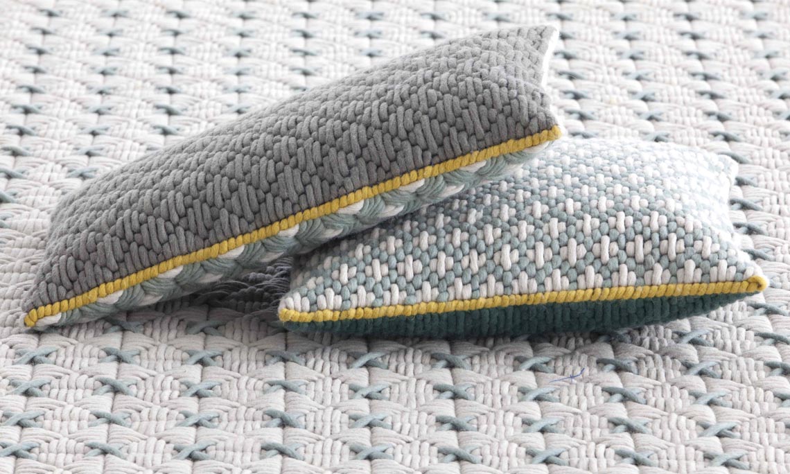 Gan Rugs Silai Cushion Celadon-Light Grey