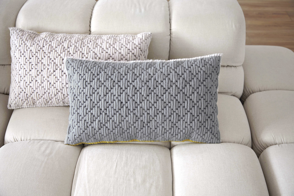 Gan Rugs Silai Cushion Celadon-Light Grey
