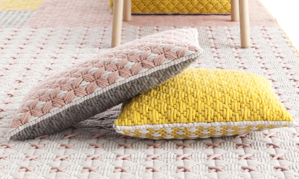 Gan Rugs Silai Cushion Yellow-Yellow