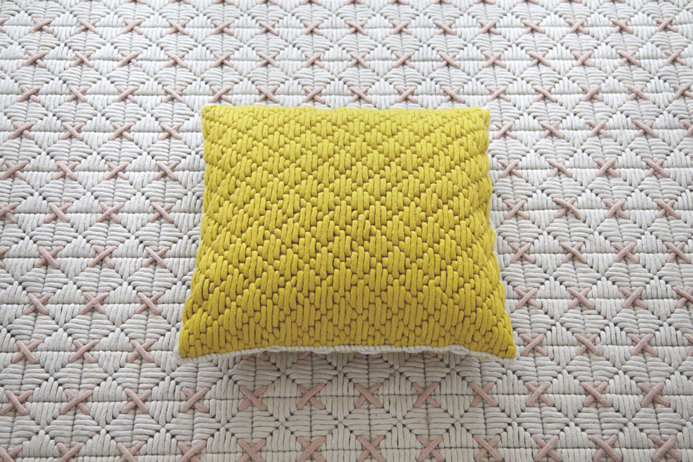 Gan Rugs Silai Cushion Yellow-Yellow