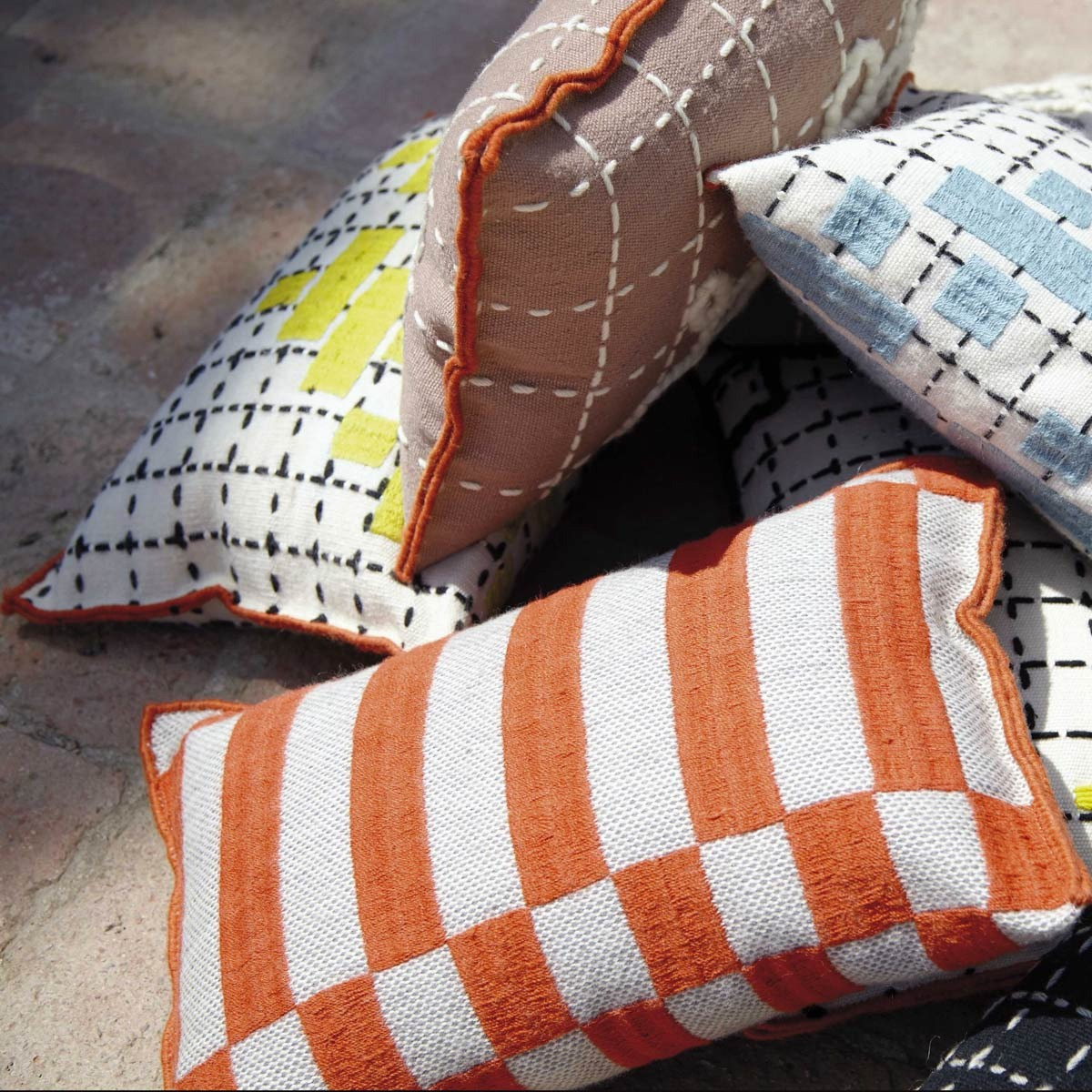 Gan Rugs Bandas Small Pouf B Yellow