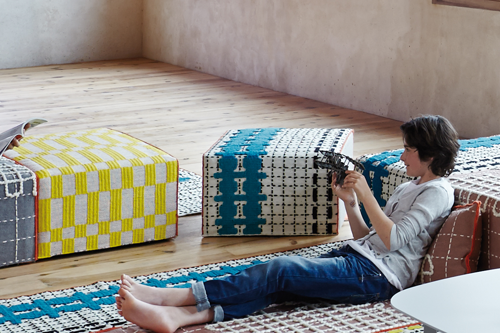 Gan Rugs Bandas Small Pouf B Yellow