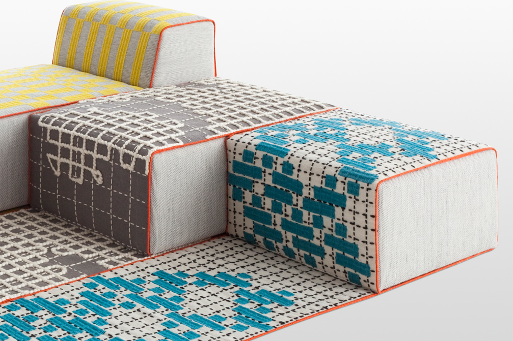 Gan Rugs Bandas Small Pouf C Turquoise