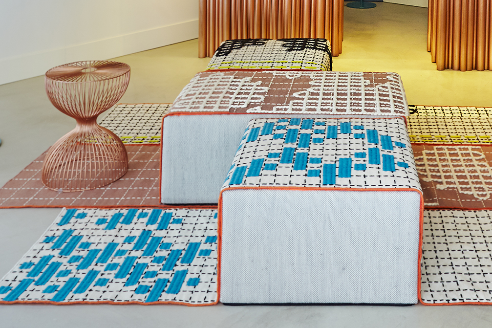 Gan Rugs Bandas Small Pouf C Turquoise