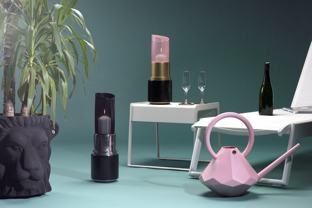 Garden Glory Lipstick Lantern Pink-Gold H.43cm