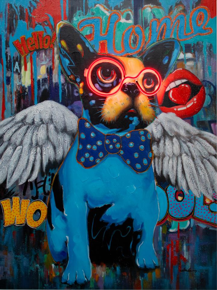 Dog with Wings Wall Artwork Led