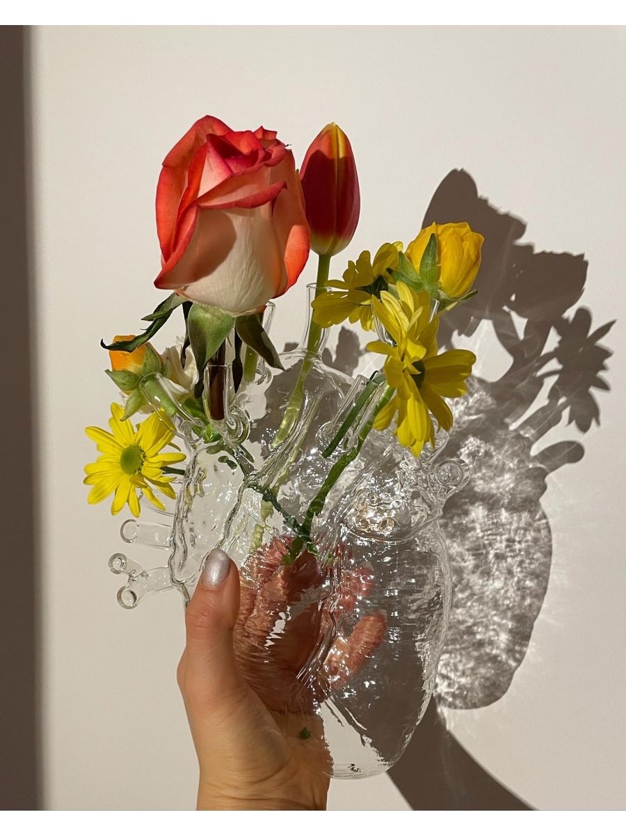 Seletti Love in Bloom Glass Heart Vase