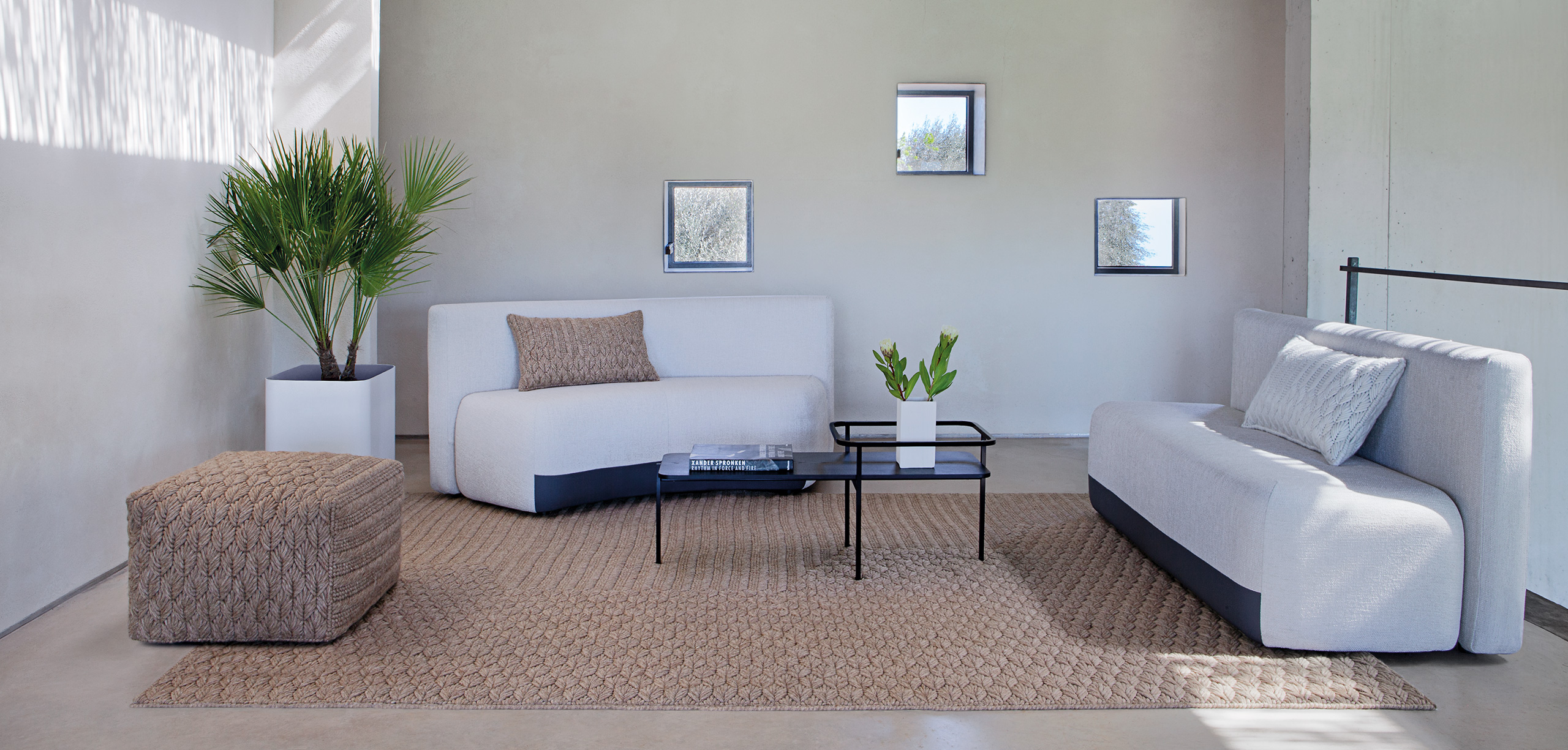 Gan Rugs Chaddar Charcoal Pouf