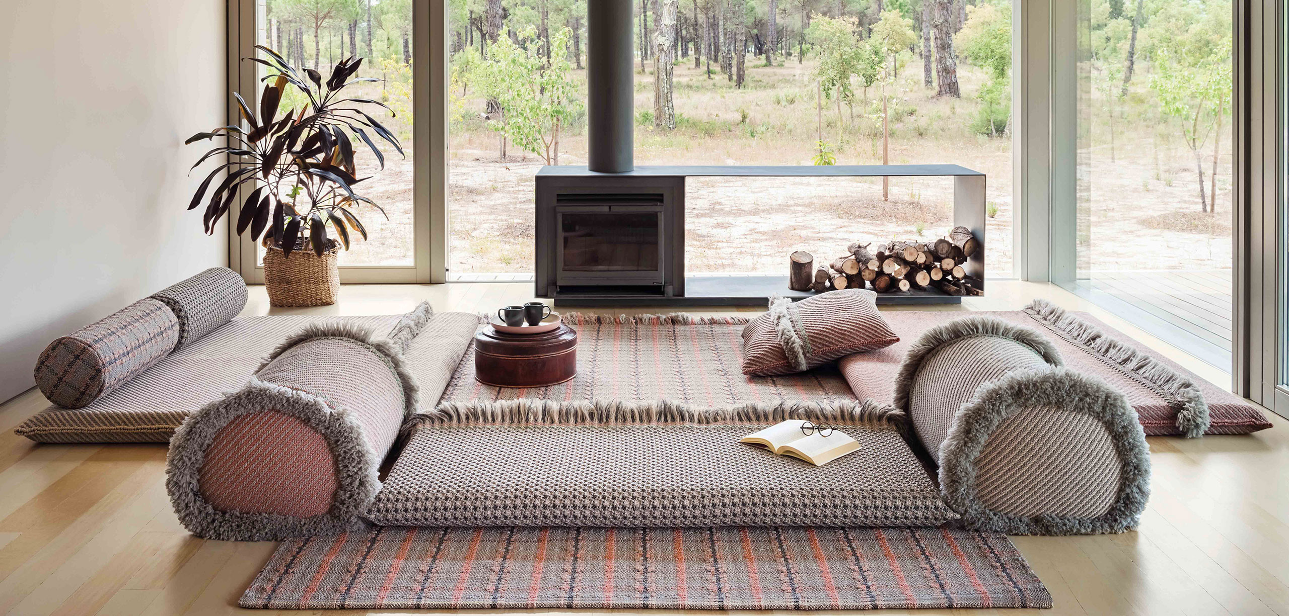 Gan Rugs Garden Layers Mattress Tartan Blue Big