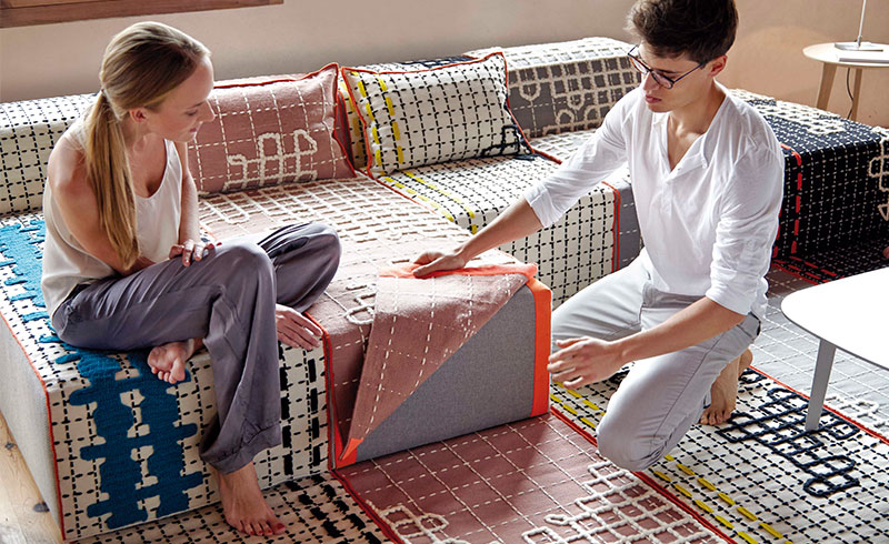 Gan Rugs Bandas Cushion A Pink