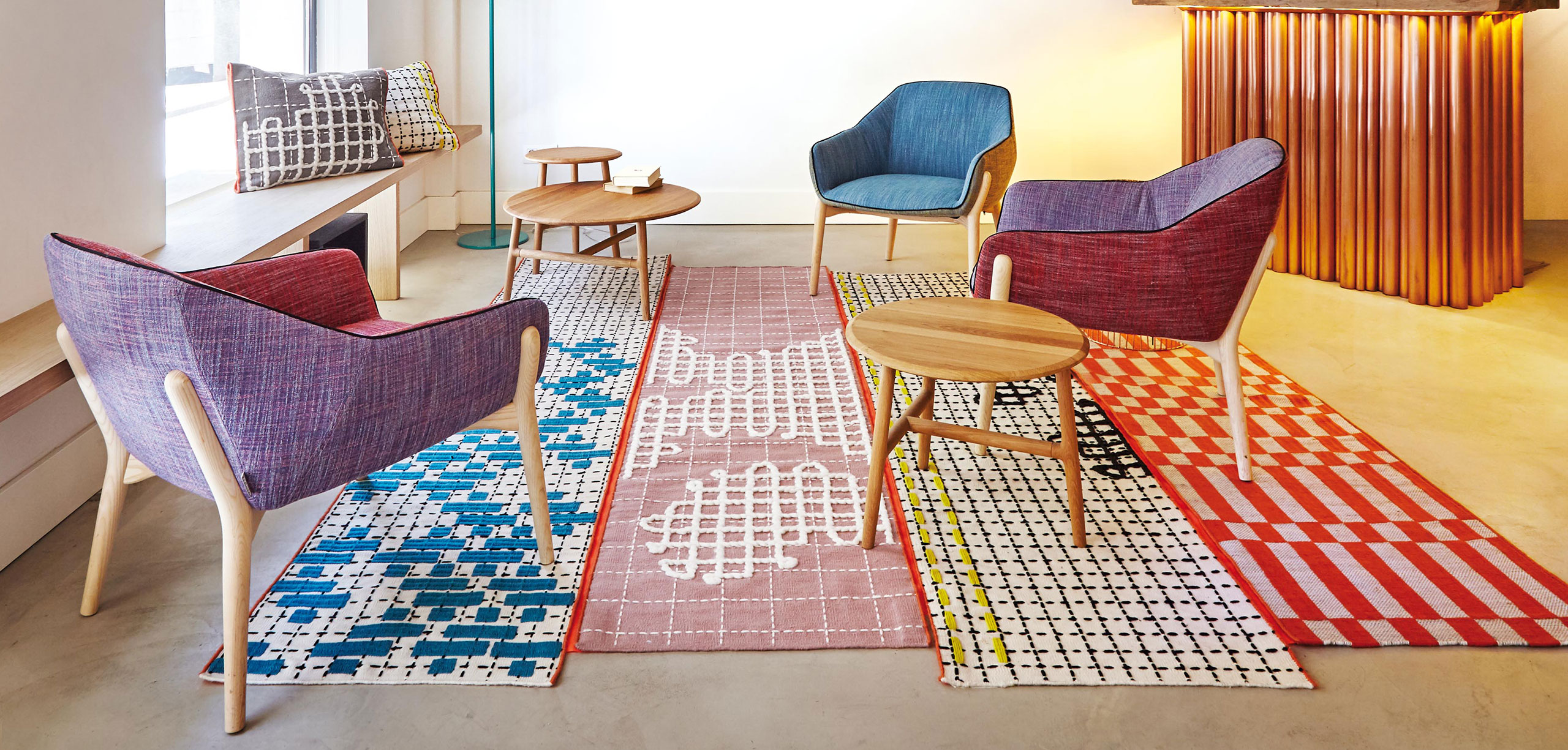 Gan Rugs Bandas Cushion C Turquoise