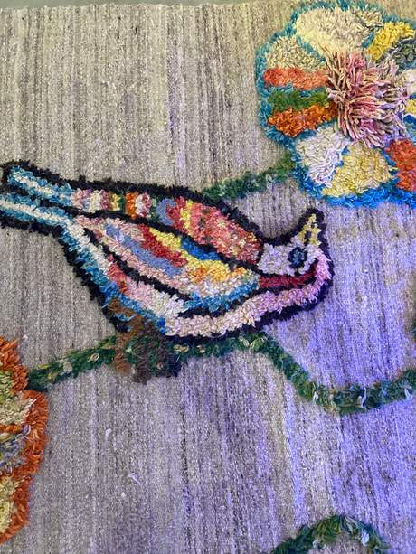 Handmade Rug Bird Flowers SOLD