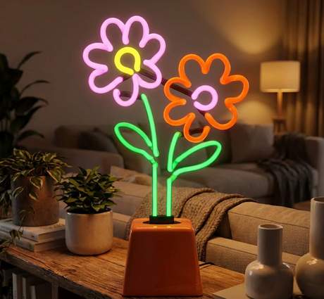 Flowers Ceramic Base Glass Neon