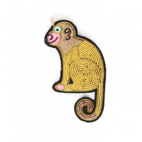 Hand-Embroidered Monkey Pin