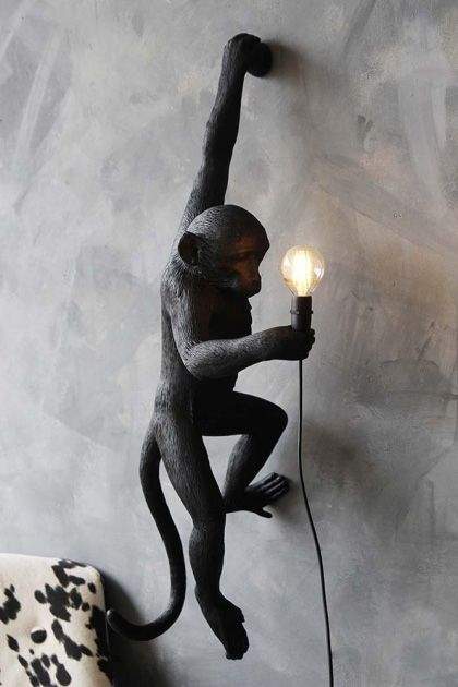 Seletti Monkey Lamp Black Hanging Left Indoor/Outdoor
