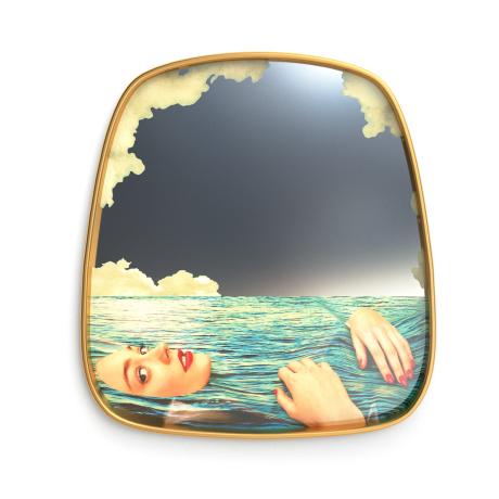 Seletti Toiletpaper Mirror Gold Frame Sea Girl