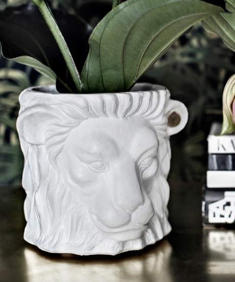 Garden Glory Lion Pot Small White