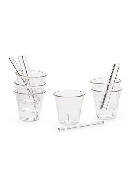 Seletti Estetico Quotidiano Coffee set of 6 Glass Cups, 6 Stirrers