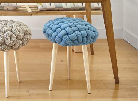 Gan Rugs Knitted Stool Blue