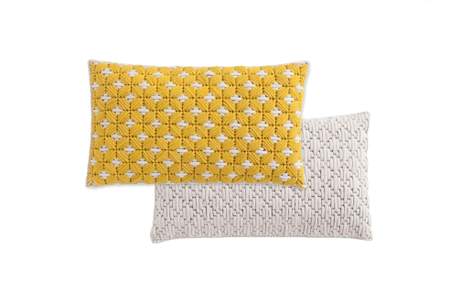 Gan Rugs Silai Cushion Yellow-White