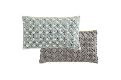 Gan Rugs Silai Cushion Celadon-Light Grey