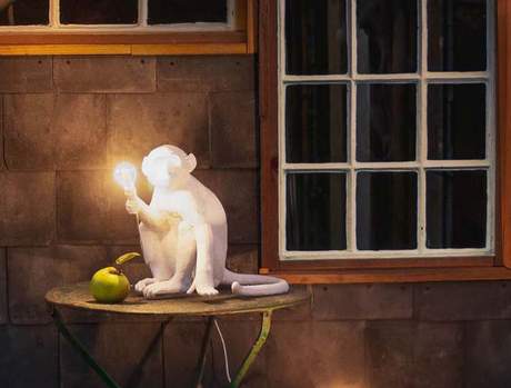 Seletti Monkey Lamp White Sitting Outdoor