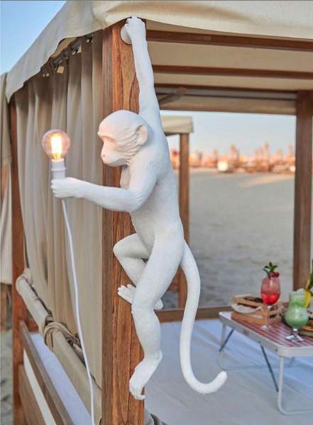 Seletti Monkey Lamp White Hanging Right Outdoor